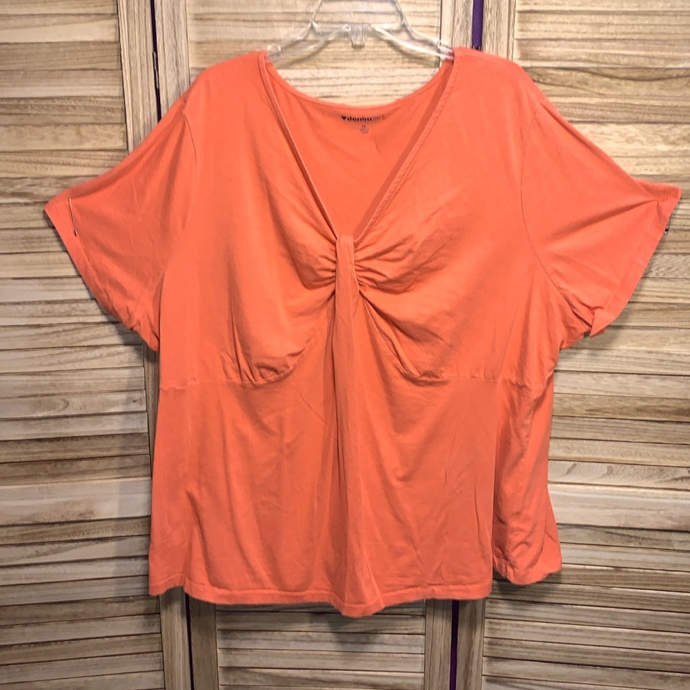 Denim 24/7 Orange Blouse Short Sleeve T-Shirt Size 3X